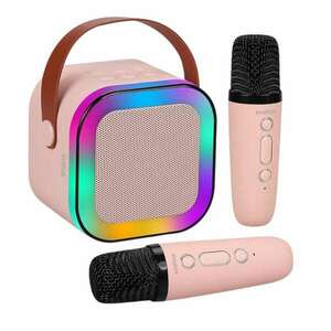 2 mikrofonból álló készlet és intelligens karaoke hangszóró gyerekeknek és felnőtteknek, Exaltus®, hordozható Bluetooth hangszóró, vezeték nélküli, 2 mikrofon mellékelve, bulikhoz, RGB táncsz kép