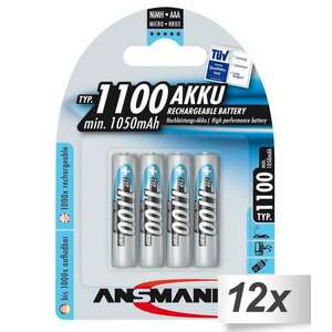 Ansmann NiMH Micro AAA 1100 mAh Újratölthető elem (12x4/csomag) kép