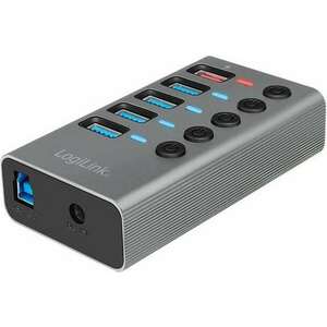 Logilink USB 3.2 Gen 1 hub, 4+1 port, kapcsolóval minden porthoz, ... kép