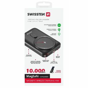 Swissten Powerbank 20 W 10000 mAh (MagSafe kompatibilis), PD, fekete kép