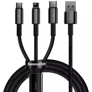 Kábel USB cable 3in1 Baseus Tungsten Gold, USB to micro USB / USB-C / Lightning, 3.5A, 1.5m (black) (6953156204973) kép