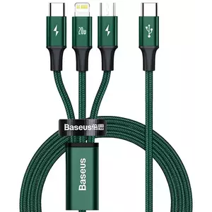 Kábel Baseus Rapid Series 3-in-1 cable USB-C For M+L+T 20W 1.5m (Green ) kép