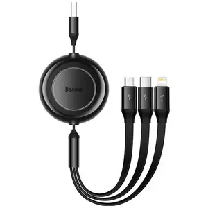 Kábel Baseus Bright Mirror 2, USB 3-in-1 cable for micro USB / USB-C / Lightning 3.5A 1.1m (Black) kép
