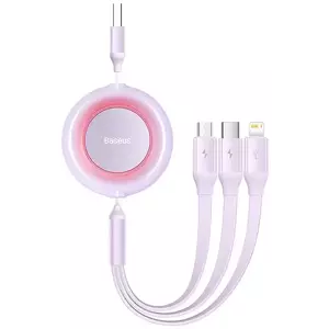 Kábel Baseus Bright Mirror 2, 3-in-1 USB 3-in-1 cable for micro USB / USB-C / Lightning 3.5A 1.1m (Purple) kép