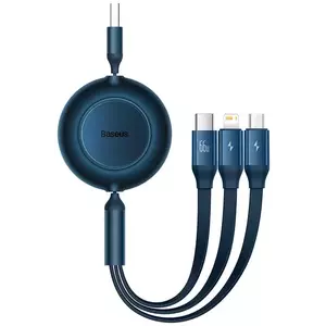 Kábel Baseus Bright Mirror 3, USB 3-in-1 cable for micro USB / USB-C / Lightning 66W / 2A 1.1m (Blue) kép
