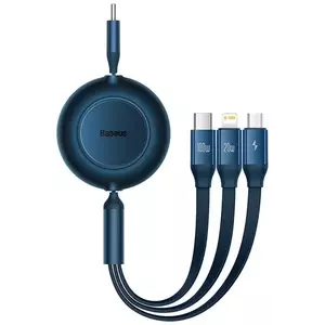 Kábel Baseus Bright Mirror 4, USB-C 3-in-1 cable for micro USB / USB-C / Lightning 100W / 3.5A 1.1m (Blue) kép