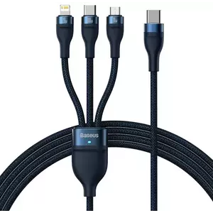 Kábel 3in1 USB cable Baseus Flash Series 2, USB-C + micro USB + Lightning, 100W, 1.5m (blue) kép
