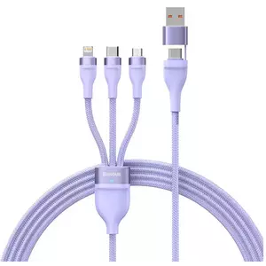 Kábel 3in1 USB cable Baseus Flash Series 2, USB-C + micro USB + Lightning, 100W, 1.2m (purple) kép