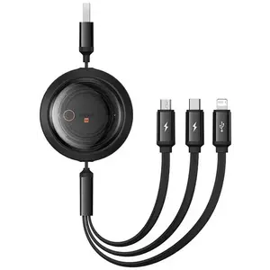 Kábel Baseus Free2Draw USB 3in1 cable USB to micro USB+Lightning+USB-C, 3.5A, 1.1m (black) kép