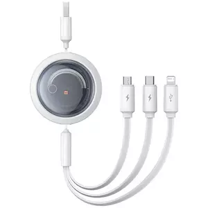 Kábel Baseus Free2Draw USB 3in1 cable USB to micro USB+Lightning+USB-C, 3.5A, 1.1m (white) kép