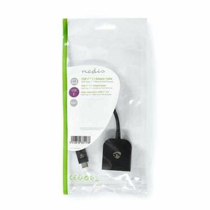 USB-C™ Adapter | USB 3.2 Gen 1 | USB-C™ Dugasz | VGA Aljzat | 1920x1200 | 5 Gbps | 0.20 m | Kerek | Nikkelezett | PVC | Fekete | Műanyag Zacskó kép