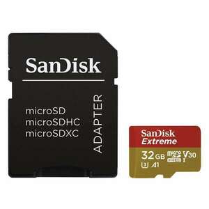 Sandisk 173420 MicroSDHC Extreme kártya 32GB, 90MB/sec. CL10, UHS-I, V30, A1 kép