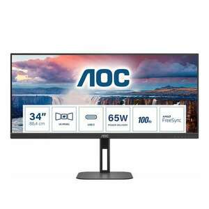 Aoc va monitor u34v5c/bk, 3440x1440, 21: 9, 300cd/m2, 1ms, hdmi/displayport/usb-c/4xusb, hangszóró U34V5C/BK kép