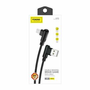Foneng X70 Angled USB to Micro USB Cable, 3A, 1m (Black) kép