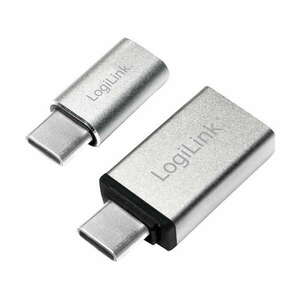Logilink USB-C adapterkészlet, C/M - USB-A/F + C/M - Micro-USB/F, ezüst kép