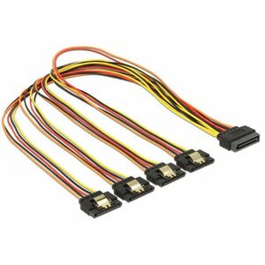 Delock 15 pin-es SATA kábel &gt; 15 pin-es SATA tápcsatlakozó kimeneti 4 x egyenes 50 cm kép