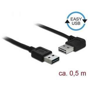 DeLock EASY-USB 2.0 Type-A male > EASY-USB 2.0 Type-A male angled left/right 0, 5m Cable Black 85176 kép