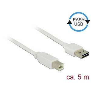 Delock Kábel, EASY-USB 2.0-s A-típusú csatlakozódugó &gt; USB 2.0-s B-típusú csatlakozódugó, 5 m, fehér kép