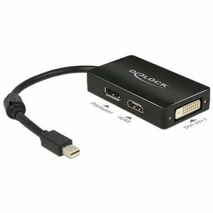 Delock 62623 passzív fekete adapter mini displayport apa &gt; Displayport / HDMI / DVI anya kép