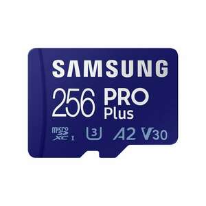 Samsung memóriakártya, pro plus microsd kártya (2021) 256gb, class 10, uhs-1, u3, v30, a2, + adapter, r160/w120 MB-MD256KA/EU kép