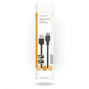 USB kábel | USB 2.0 | USB-A Dugasz | USB-A Aljzat | 480 Mbps | Nikkelezett | 0.20 m | Kerek | PVC | Fekete | Boríték kép