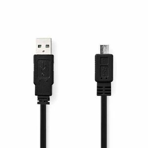 USB kábel | USB 2.0 | USB-A Dugasz | USB Micro-B Dugasz | 480 Mbps | Nikkelezett | 1.00 m | Lapos | PVC | Fekete | Műanyag Zacskó kép