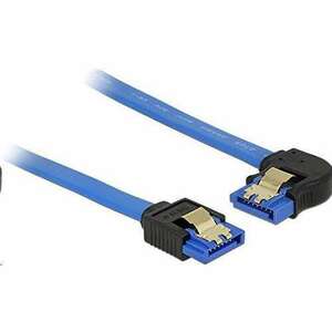 Delock 84984 SATA-kábel 6 Gb/s egyenes -> balra néző, fém rögzítő, kék, 30cm (84984) kép