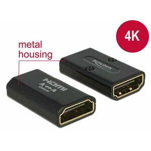 DELOCK High-Speed HDMI adapter Ethernet HDMI-A anya &gt; HDMI-A anya 4K kimenet fordítóval fekete kép