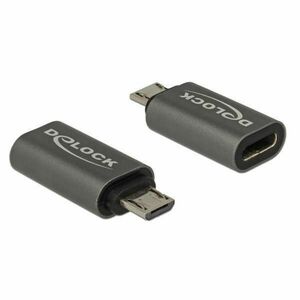 Delock 65927 USB 2.0 Micro-B apa - USB Type-C 2.0 anya antracit adapter kép