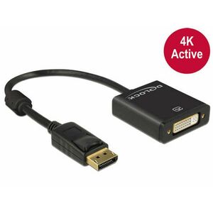 DeLock Displayport 1.2 male > DVI-I (Dual Link) (24+5) female 4K Active Adapter Black 62599 kép