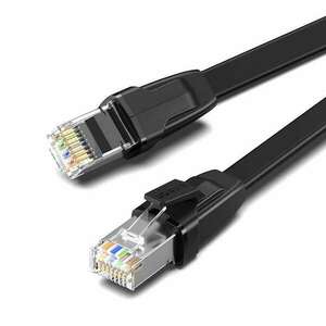 UGREEN NW134 Lapos hálózati kábel fém csatlakozókkal, Ethernet RJ45, Cat.8, U/FTP, 5m (fekete) kép
