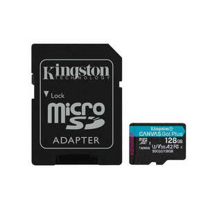 Kingston Canvas Go! Plus SDCG3/128GB memóriakártya + adapter kép