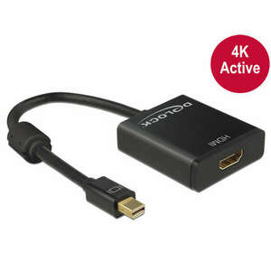 Delock Adapter mini Displayport 1.2-dugós csatlakozó &gt; HDMI-csatlakozóhüvely 4K aktív, 20cm, fekete kép