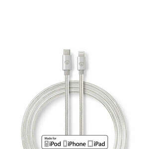 Lightning Kábel | USB 2.0 | Apple Lightning, 8 Pólusú | USB-C™ Dugasz | 480 Mbps | Aranyozott | 1.00 m | Kerek | Márkás / Nejlon Tok | Aluminium / Ezüst | Ablakos Fedő Doboz kép