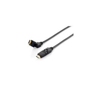 Equip Kábel - 119362 (HDMI2.0 kábel apa/apa, 4K/60Hz, aranyozott, forgatható csatlakozók, fekete, 2m) kép