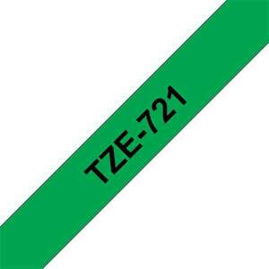 Brother szalag TZe-721, zöld alapon fekete, laminált, 9mm 0.35", 8 méter TZE721 kép