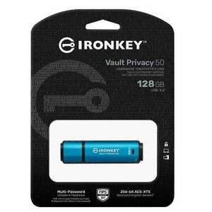 Kingston IKVP50/128GB IronKey Vault Privacy 50 128 GB, USB 3.2 Gen 1 Kék-Fekete pendrive kép
