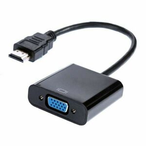 HDMI->VGA átalakító adapter, HDMI (apa)ről -> VGA (anya), 0.2 méter Fekete kép