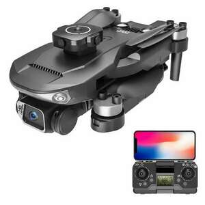 Toys Sky S165 Max Drón, dupla full HD kamera, 2.4G FPV, kefe nélküli motor, élő közvetítés telefonra, 360°-os akadálykerülés, Fekete kép