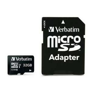 VERBATIM Memóriakártya, microSDHC, 32GB, CL10/U3, 90/45 MB/s, adapter, VERBATIM "PRO" kép