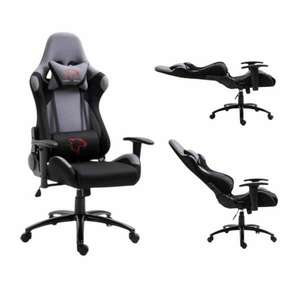 Dark Gamer szék nyak- és derékpárnával, 130 kg, Ruhaszövet anyag, Fekete-szürke kép