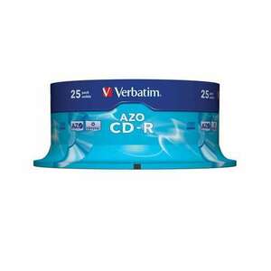 VERBATIM CD-R lemez, Crystal bevonat, AZO, 700MB, 52x, 25 db, hengeren VERBATIM "DataLife Plus" kép