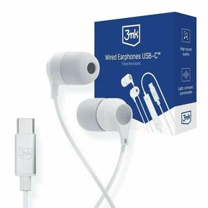 3MK fülbe helyezhető fejhallgató, USB-C, 1, 2 m, fehér kép