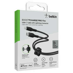 Belkin BOOST CHARGE PRO Flex USB-C to LTG, Braided Silicone Cable - 2M - Black kép