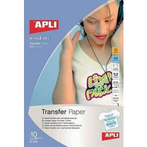 APLI Fólia, vasalható, A4, tintasugaras nyomtatóba, fehér pólóhoz, APLI kép