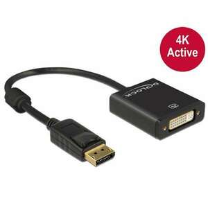 Delock átalakító displayport 1.2 male > dvi female 4k aktív fekete 62599 kép