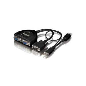 Equip VGA Video-Splitter - 332521 (2 port, VGA+USB Audio, 450Mhz, fekete) kép
