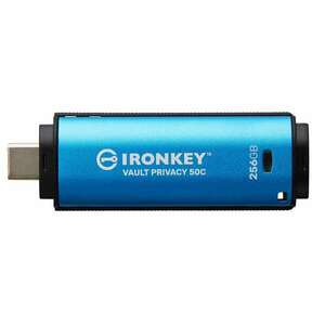 Kingston Technology IronKey Vault Privacy 50 USB flash meghajtó 256 GB USB C-típus 3.2 Gen 1 (3.1 Gen 1) Fekete, Kék (IKVP50C/256GB) kép