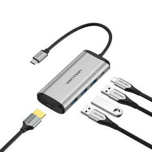 Vention USB-C -> HDMI/3*USB3.0/PD, 0, 15m, konverter kép