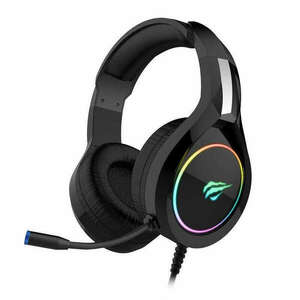 HAVIT H2232d gaming fejhallgató, mikrofonnal, RGB világítással, 50 mm-es hangszórók, hangerőszabályzó, USB és 3, 5 mm-es jack csatlakozó x 2, fekete kép